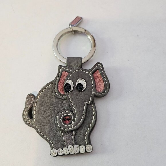 Coach Elephant Gray Pink Keychain Fob - Picture 2 of 3